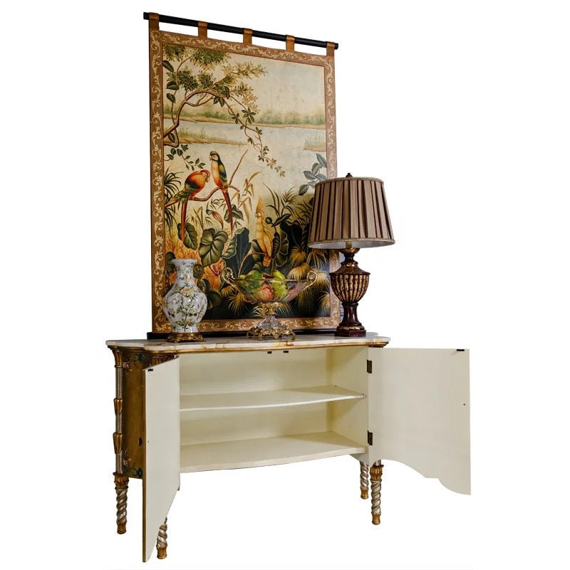 French Style Sideboard Plus Wall Art Hand Painted Oriental Baroque Design Furniture