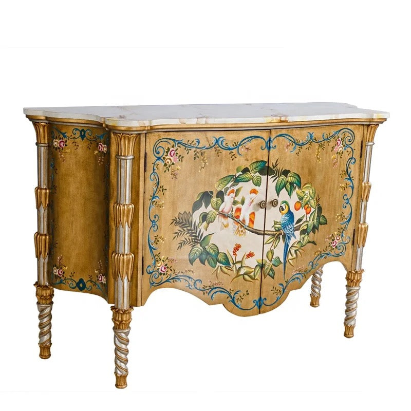 French Style Sideboard Plus Wall Art Hand Painted Oriental Baroque Design Furniture