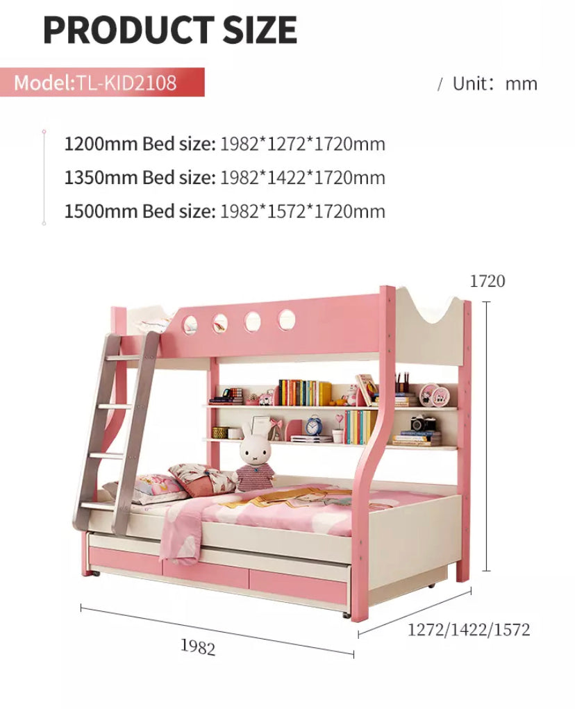 Kids Bed Double Children Bunk Bed Set Pink Blue Kinder Bett Set