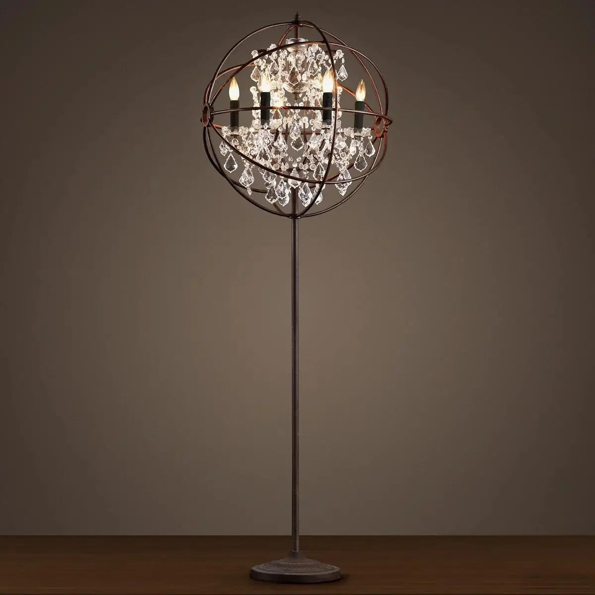 Table Lamps Luxury Rustic Global Ball Design Floor Crystal Lamp Brass Standard Lights