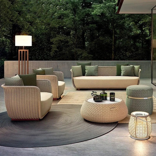 Outdoor Furniture Courtyard Villa Outdoor Garden Rattan Set Nordic Combination Rattan Design Furniture 