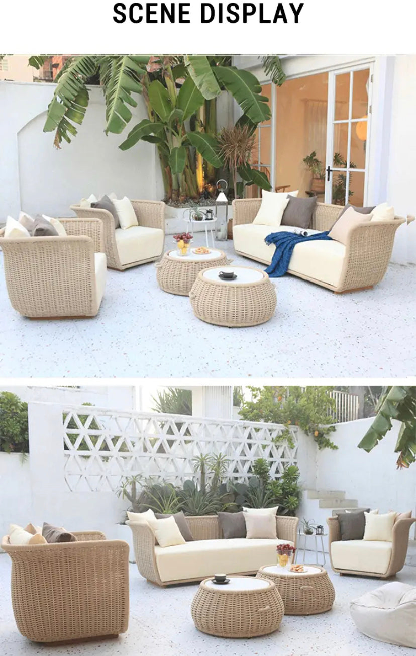 Outdoor Furniture Courtyard Villa Outdoor Garden Rattan Set Nordic Combination Rattan Design Furniture 