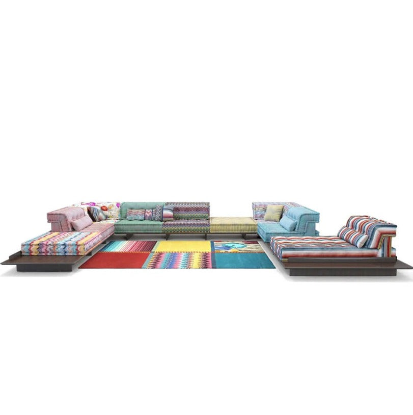 Outdoor Furniture Set Multicolor Fabric Sectional Floor Sofa Designer Outdoor Interior Furniture
