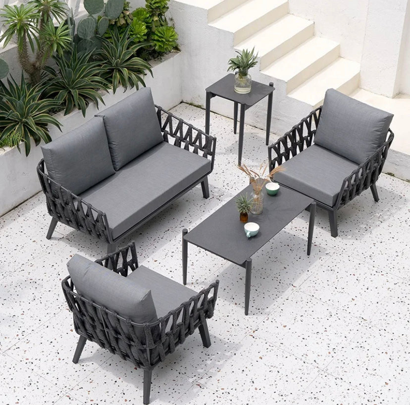 Outdoor Furniture Metal Weaving Rope Aluminum Garden Sofa Sets