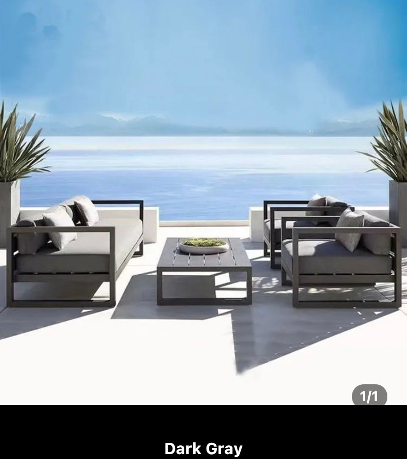 Outdoor Furniture L Shape Full Aluminum Garden Balcony Water Proof Lazy Sofa Set