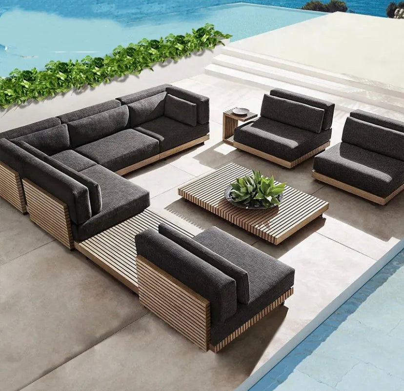 Luxury Outdoor Furniture Designer Dreamhause Teak Wood Sofa Set Villa Courtyard Terrace Garden Leisure Solid Wooden Furniture