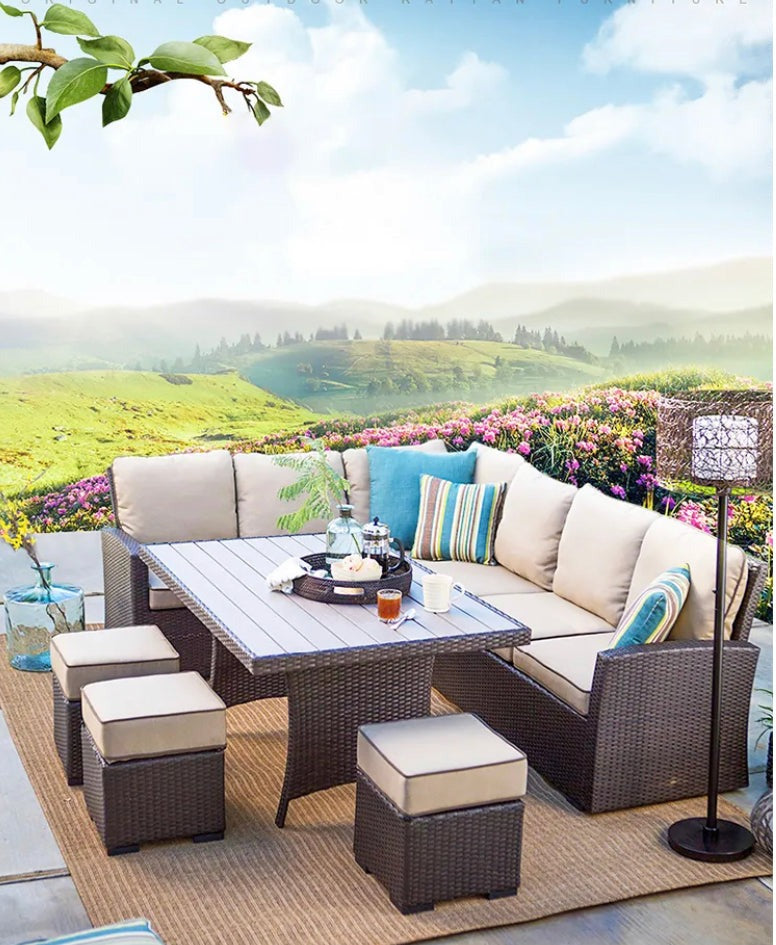 Outdoor Furniture Set New Design Rattan Leisure Corner Sofa Combination Patio Balcony Terrace Garden Furniture