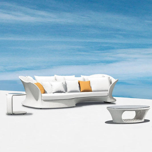 Outdoor Furniture Nordic Terrace Garden Sofa Teak Rattan Wicker Sofa Leisure Design Furniture Set