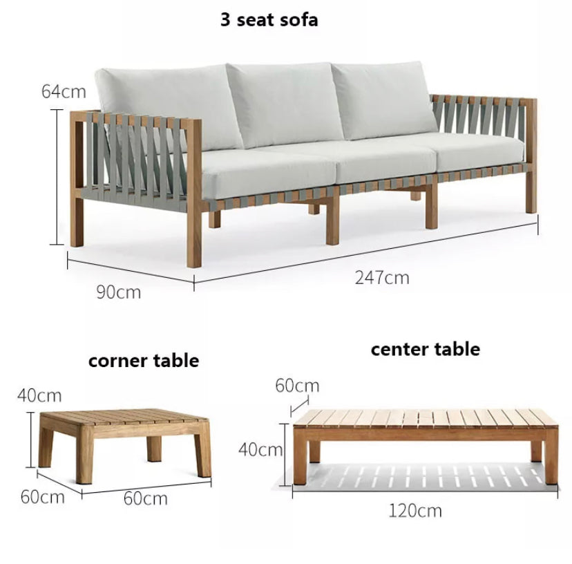 Outdoor Furniture Sets New Burma Teak Wood Balcony Garden Furniture Deep Seating Low Back Luxury Design Sofa