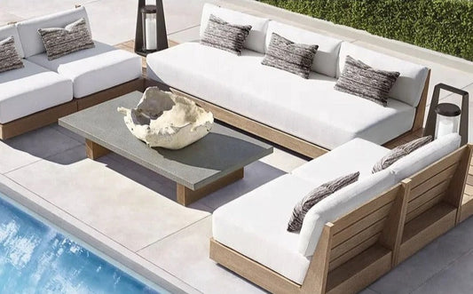 Outdoor Furniture Patio Solid Wood Teak Garden Sectional Sofa