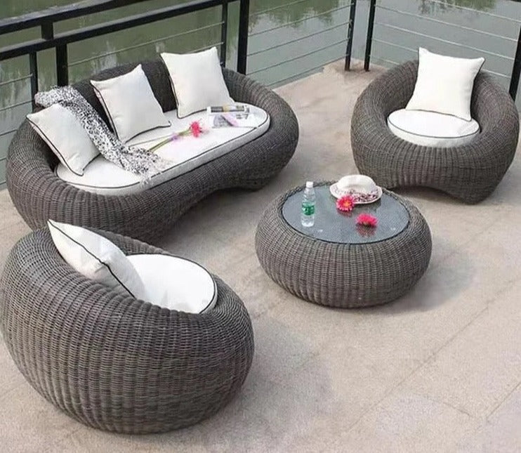 Outdoor Furniture Schomex Garden Design Rattan Round Sofa Sets