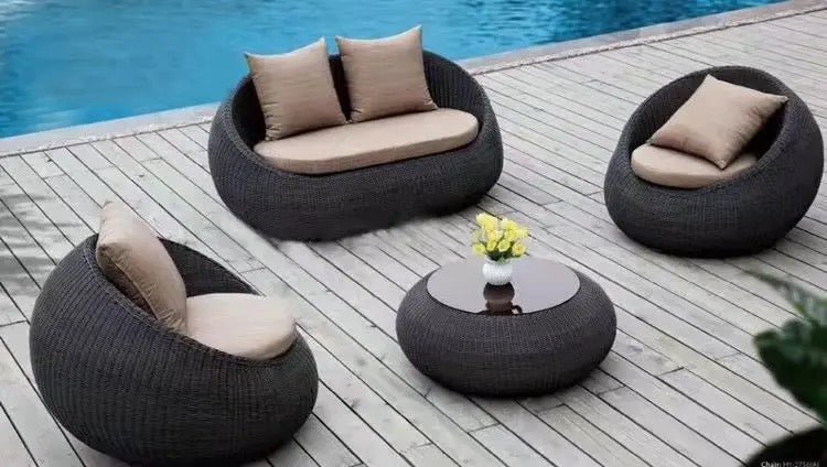 Outdoor Furniture Schomex Garden Design Rattan Round Sofa Sets