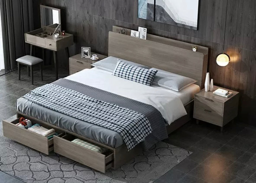 King Queen Size Bed Modern Design Bedroom King Queen Bett Drawers Storage Beds 