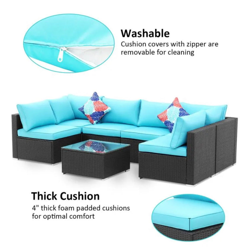 Outdoor Furniture Sets Rattan Courtyard Terrace Balcony Garden Combination Waterproof Carton Sofa Set