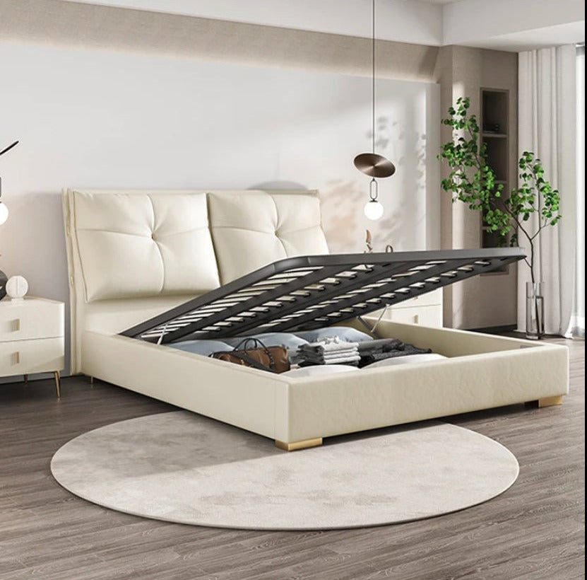 Double Beds Luxury Bedroom Furniture White King Size Bedroom Bett Frame With Storage