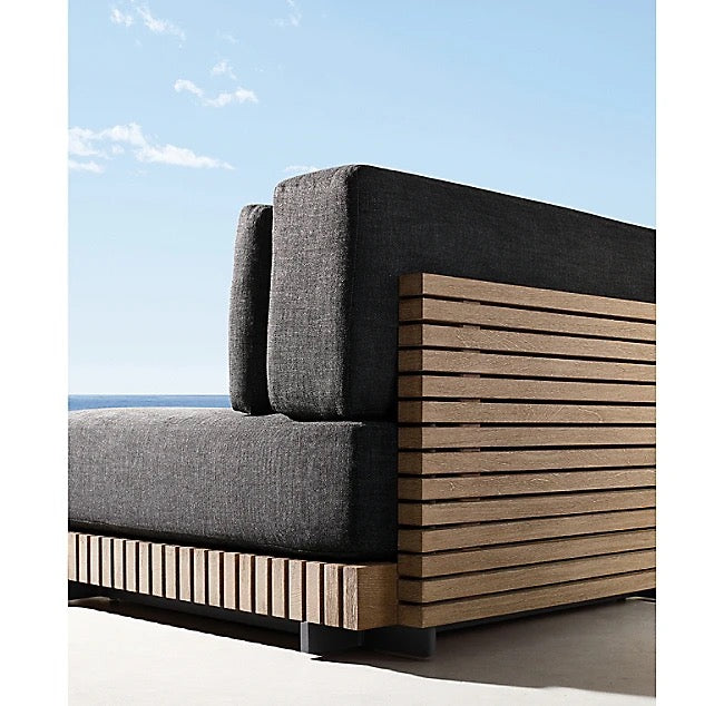 Ensemble de meubles d'extérieur, canapé en bois de teck de Patio haut de gamme tous temps avec foyer