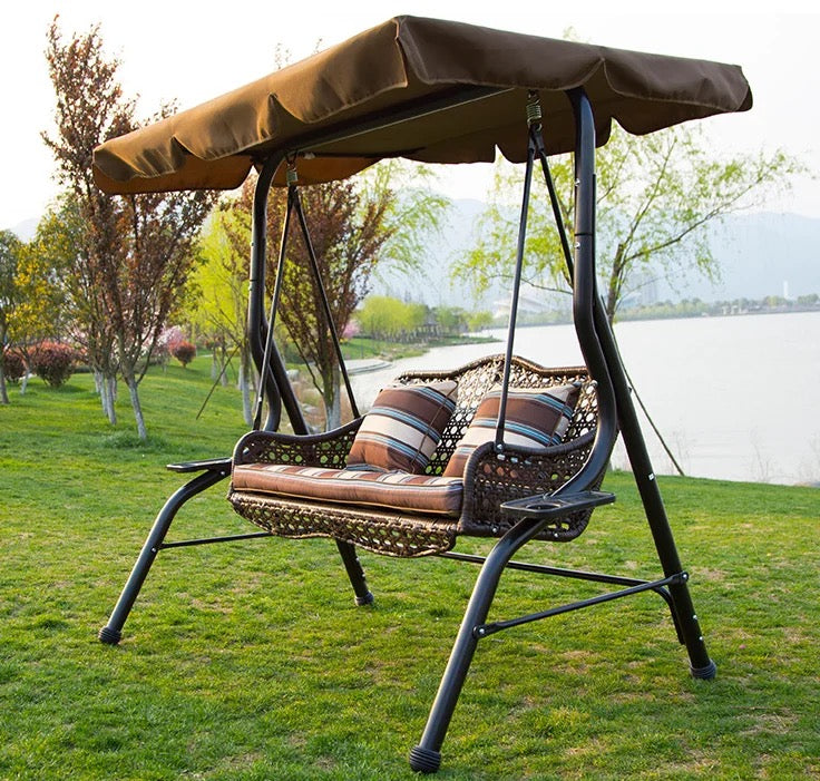 Outdoor Furniture Courtyard Garden Rattan Swing Design Furniture Set