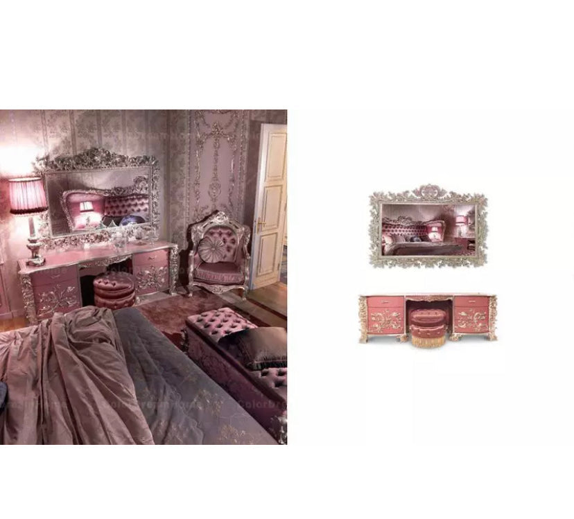 Luxury French Hand Carved Wood Betten Sets Pink Princess Queen Size Beds Bedroom Furniture Sets