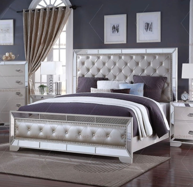 Bedroom Furniture Set Leather Headboard Bett Luxury King Size Bed
