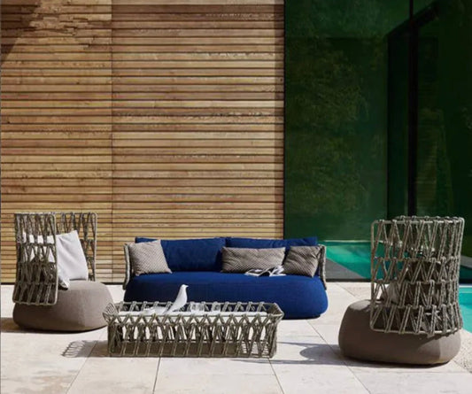 Outdoor Furniture Rattan Woven Courtyard Balcony Terrace Waterproof Sofa Sets