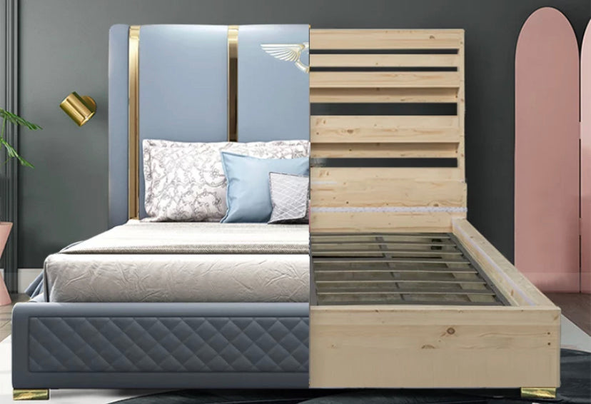 King Size Beds Blue Modern Leather Metal Beds Bedroom Furniture Design Betten