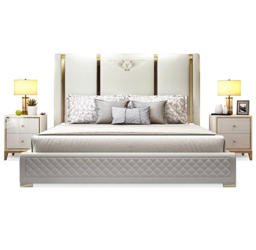 Double Beds White Modern Leather Metal Beds Bedroom Furniture Design Betten