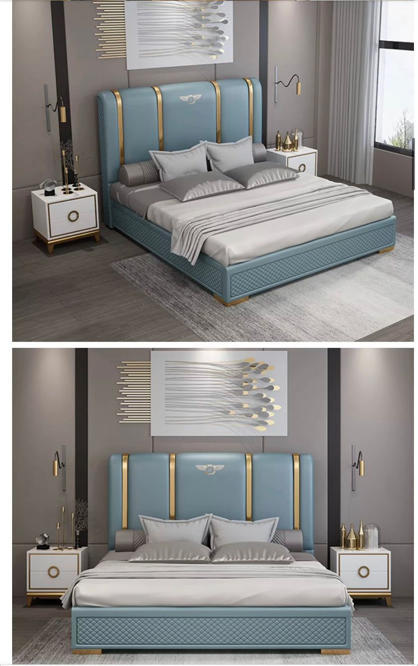 King Size Beds Blue Modern Leather Metal Beds Bedroom Furniture Design Betten