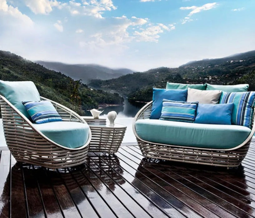 Outdoor Furniture Nordic Courtyard Rattan Weave Sofa Balcony Garden Terrace Furniture
