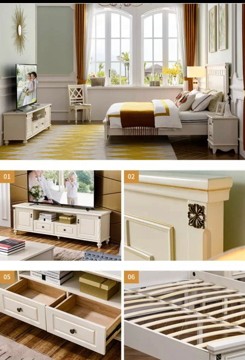 Double Bed Bedroom Furniture Modern Bett Solid Wood Frame Double Bed