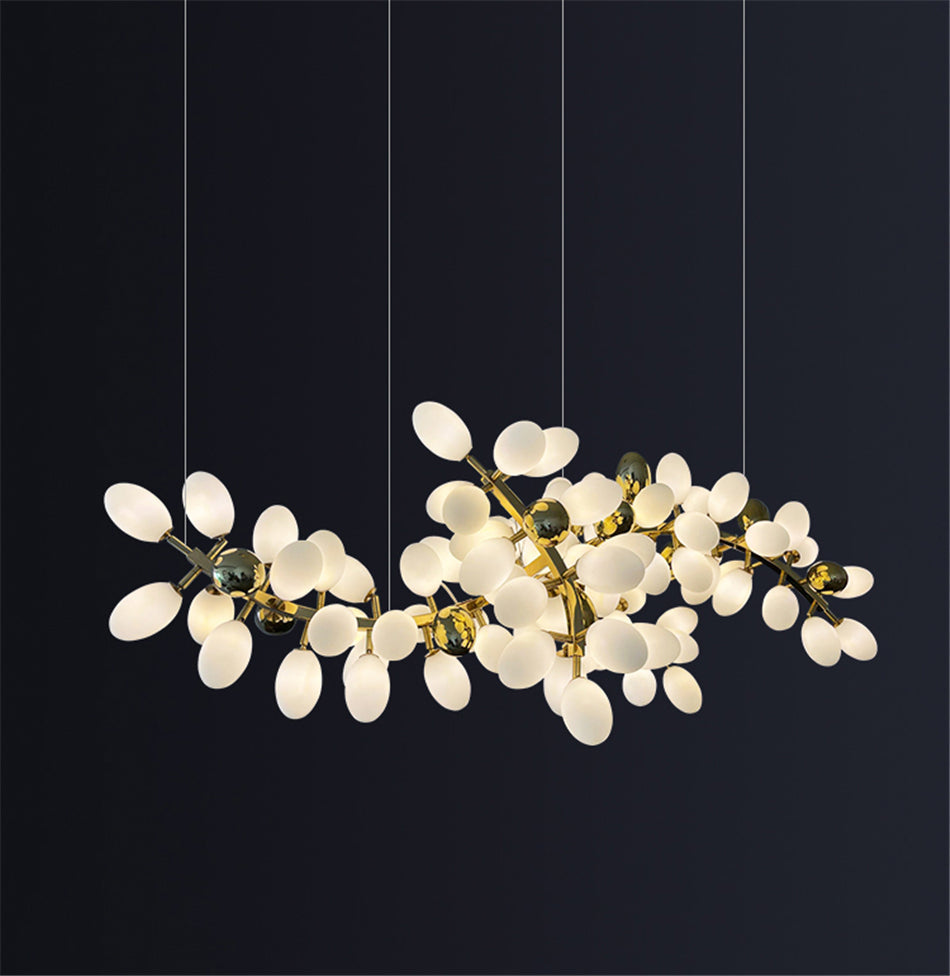 Lámpara de araña Villa Sala de estar Luces de cristal Decoración artística Luces colgantes de bolas de cristal largas