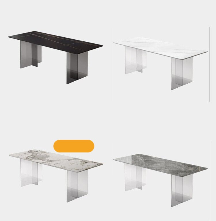 Dining Table Sets Rock Slab Esstisch Set Acrylic Floating Frame Table Set 