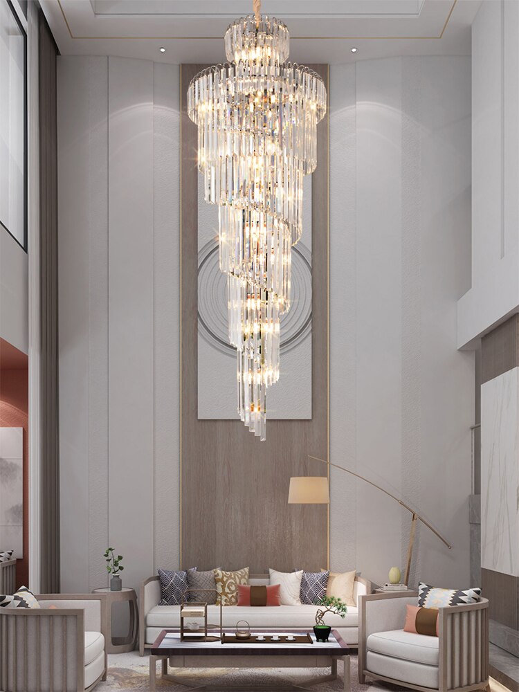 Chandelier Modern Loft Crystal Lamp Living Room Large Long  Crystal Lights Chandeliers
