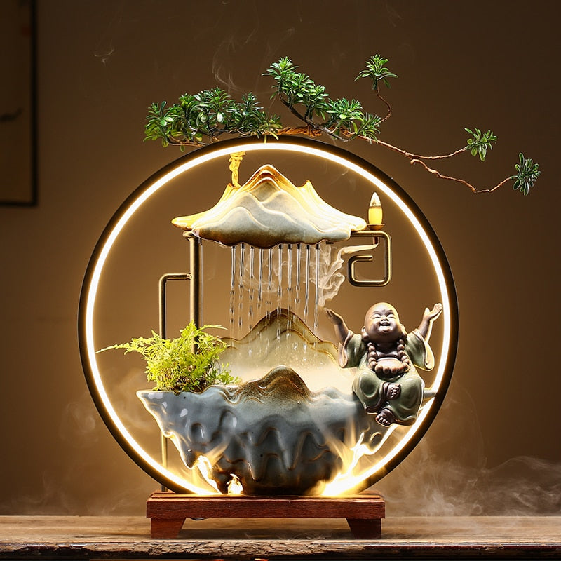 Incense Burner Holder Waterfall Reflux Smoke Ceramic Fountain Decoration