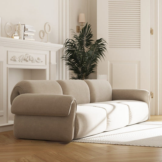 Sofa French Mojito Retro Velvet Cloth Living Room Small Flat Straight Row Double Three Modern Sofa