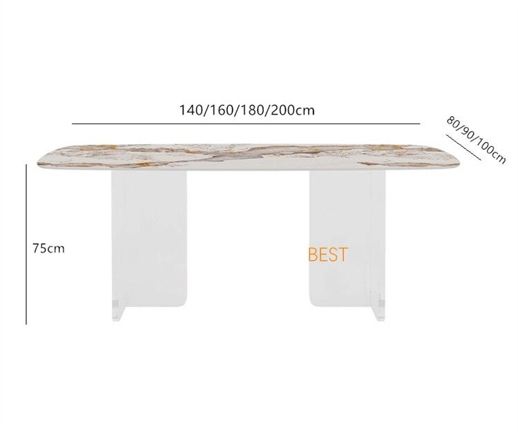 Dining Tables Sets Luxury Rock Slab Esstisch-Set Stainless Steel Golden Frame Faux Marble Top Tabels