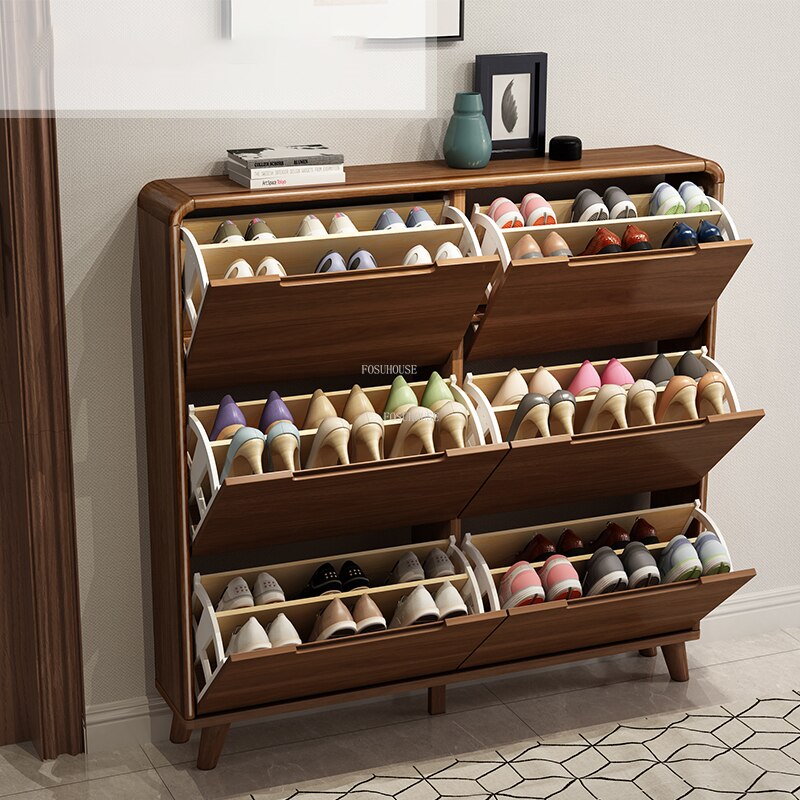Shoe Cabinets Ultra Thin Wooden Furniture Large Capacity Tipping Shoe Rack Modern Storage Schuhschränke