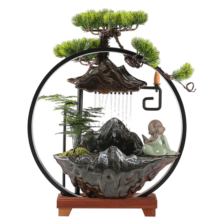 Flow Incense Burner Holder Waterfall Fountain Porcelain Ceramic Retro Oriental Zen Garden