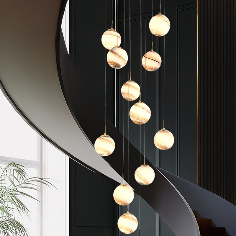 Chandelier High Rise Apartment Living Room Pendant Light Glass Ball Lustre Chandeliers
