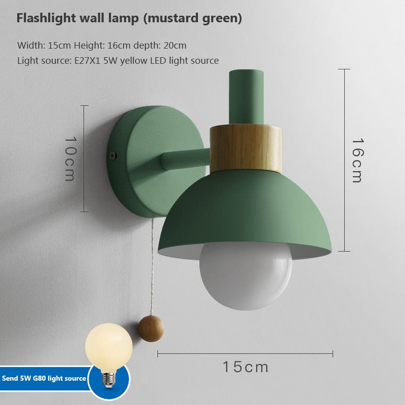Wall Lamp Switch Modern Wood Sconce Lights Nordic LED Lamps