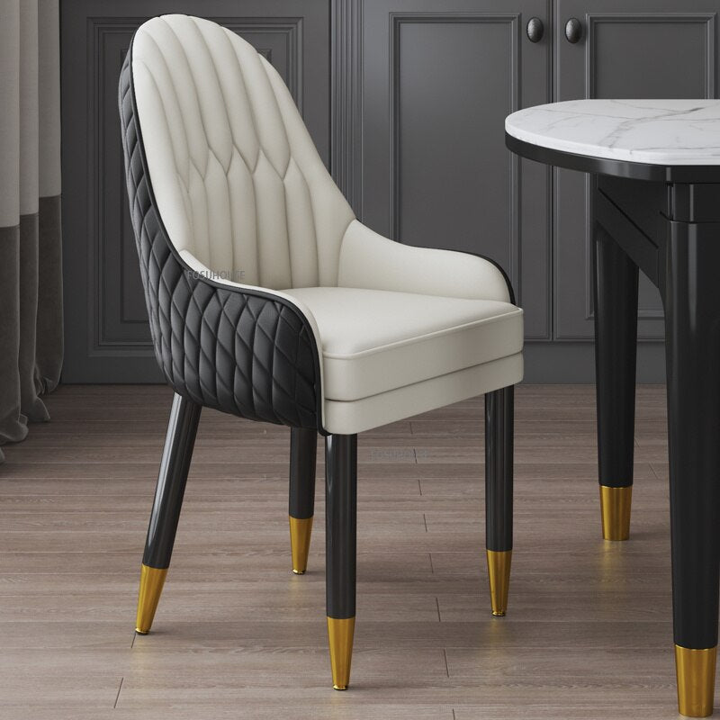 Dining Chairs Modern Leather Stühle Home Light Luxury Solid Wood Esszimmerstühle Chair