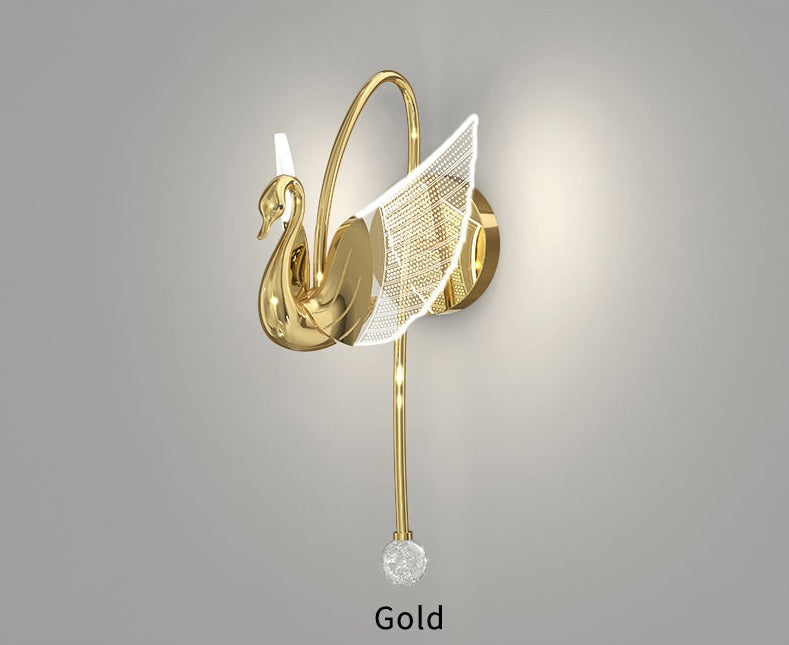 Wall Lamps Swan Design LED Golden Acrylic Wall Lights