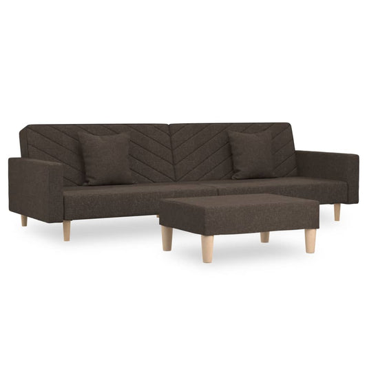 Sofa With Footstool And Cushions Dark Brown Sofas