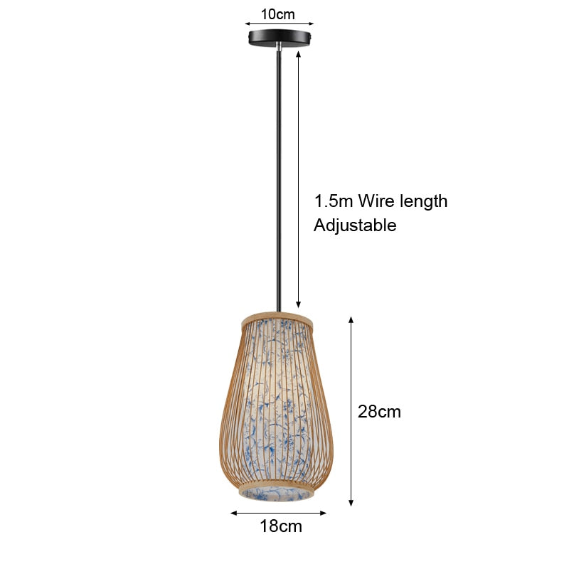 Pendant Light Bamboo Lamp Hand Knitted Weaving Hanging Wood Pendant Lights