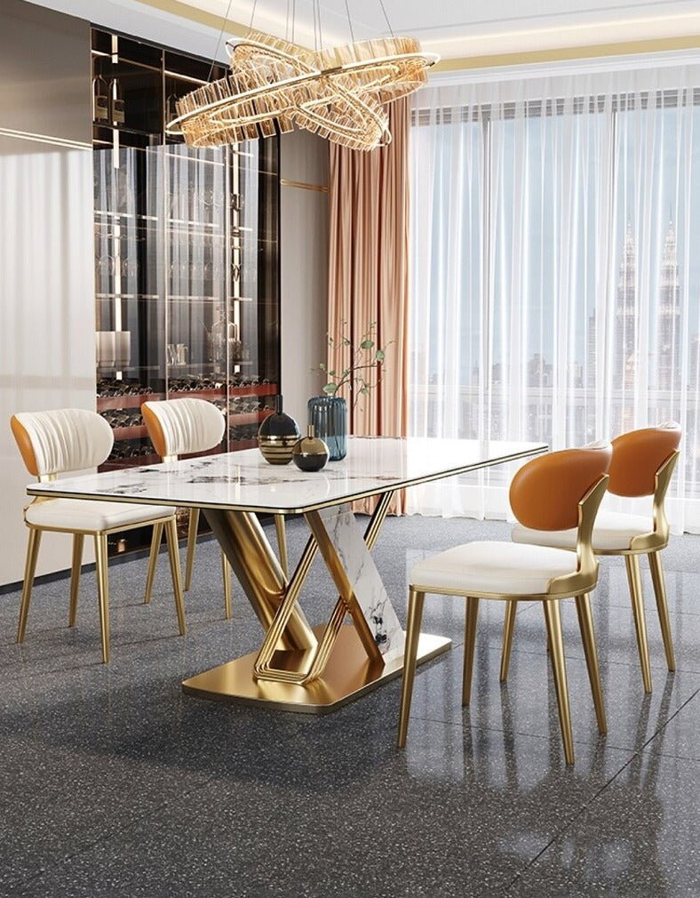 Dining Room Chairs Golden Metal Color Esszimmerstühle Modern Leather Chair