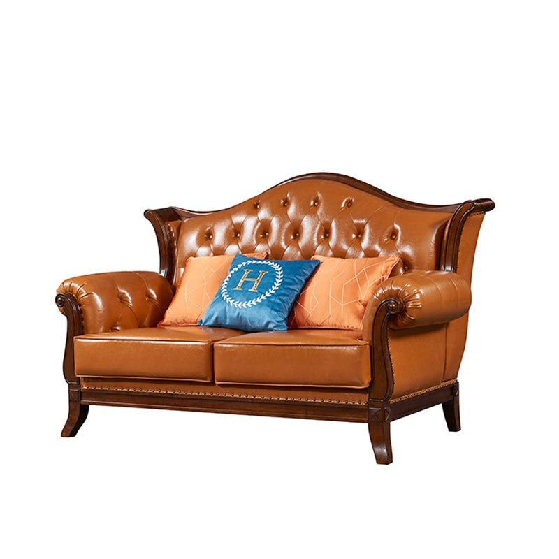 Sofa Set Luxury Classic Chesterfield Design Wood Sofagarnituren Carving Fabric Living Room Sofa Set