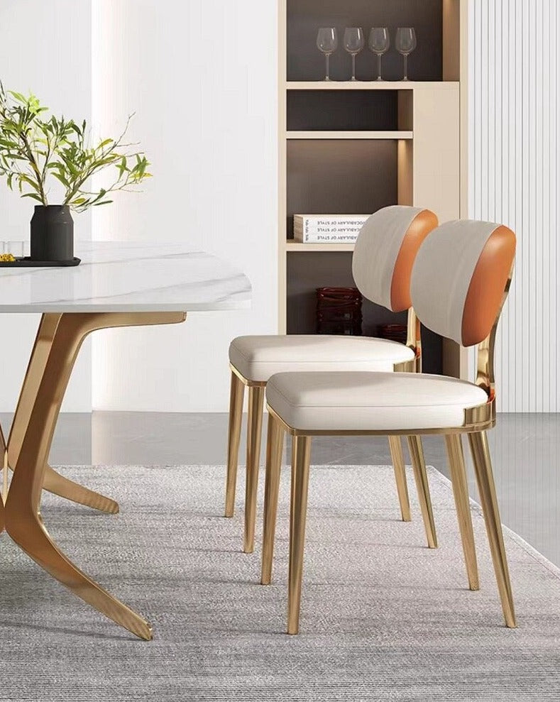 Dining Room Chairs Golden Metal Color Esszimmerstühle Modern Leather Chair