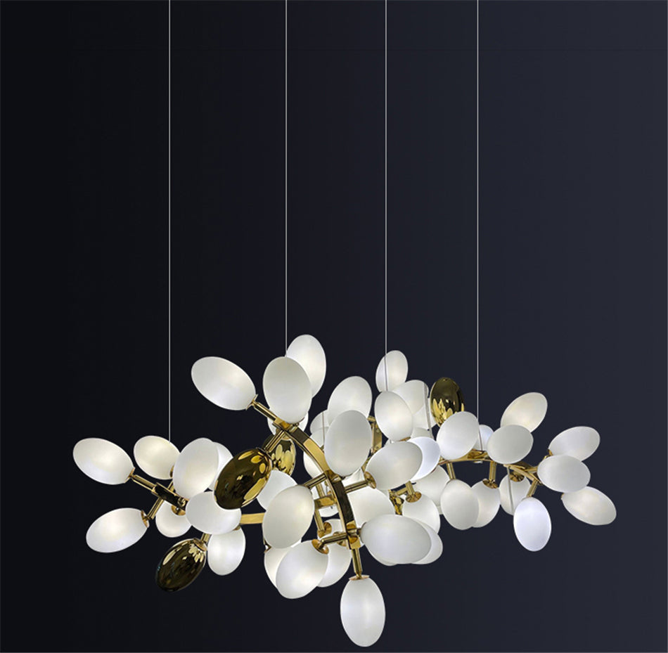 Lámpara de araña Villa Sala de estar Luces de cristal Decoración artística Luces colgantes de bolas de cristal largas