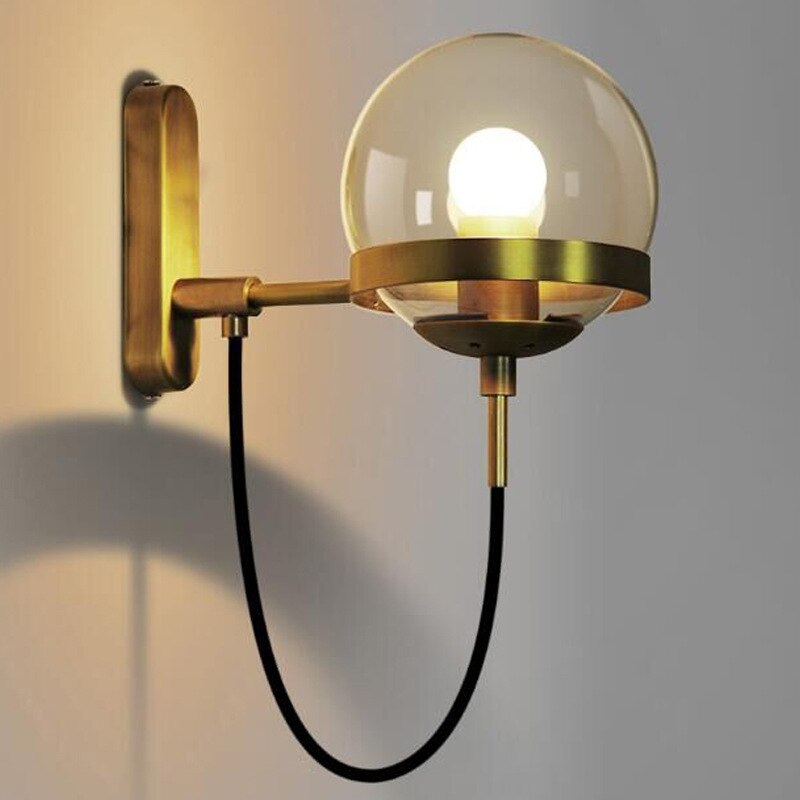 Lámparas de pared Aplique de bola de cristal moderno Luces de pared doradas de bronce