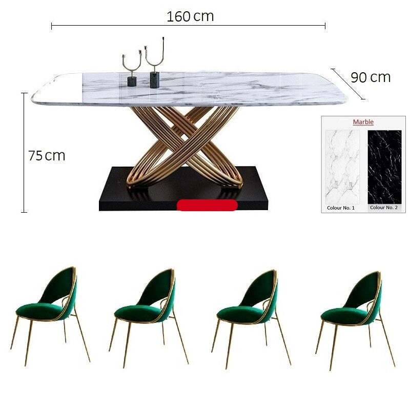 Dining Table Set Light Luxury Stainless Steel Esstisch-Set Golden Dinning Table Sets