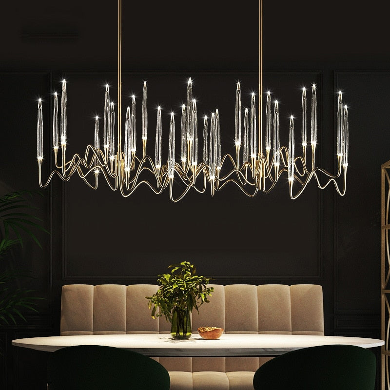 Lámpara de araña de cristal con forma de rama de árbol, candelabros modernos LED, iluminación interior